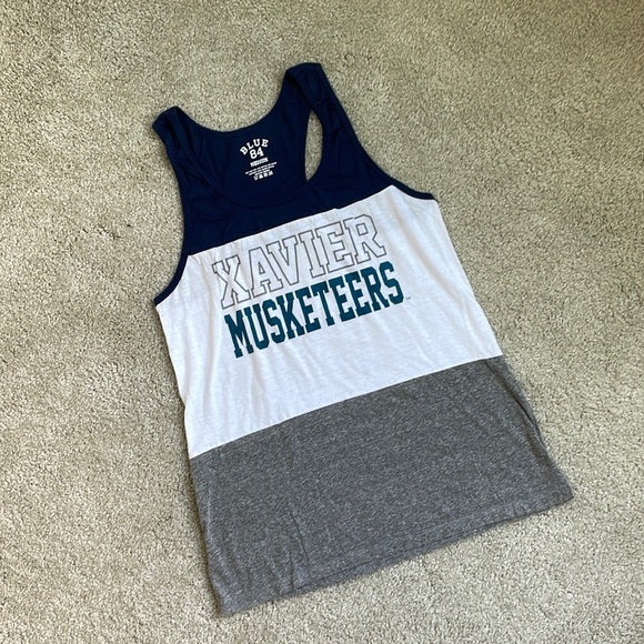 Blue 84 Tops - Blue 84 Navy and Gray Xavier Musketeers Tank Top